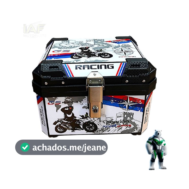 Baú Bauleto para Moto 45 litros Universal Base Kit Fixação Completo Trava Anti Furto