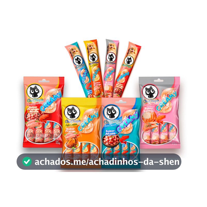 Petisco Para Gatos ChuChups Cream 1 cartela com 4 tubos de 15g Tipo Churu e Truly