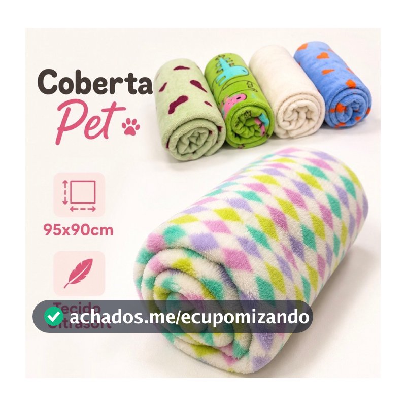 Cobertor PET 95X90CM - Coberta para Cachorros, Gatos, Cães - Manta Fofinha