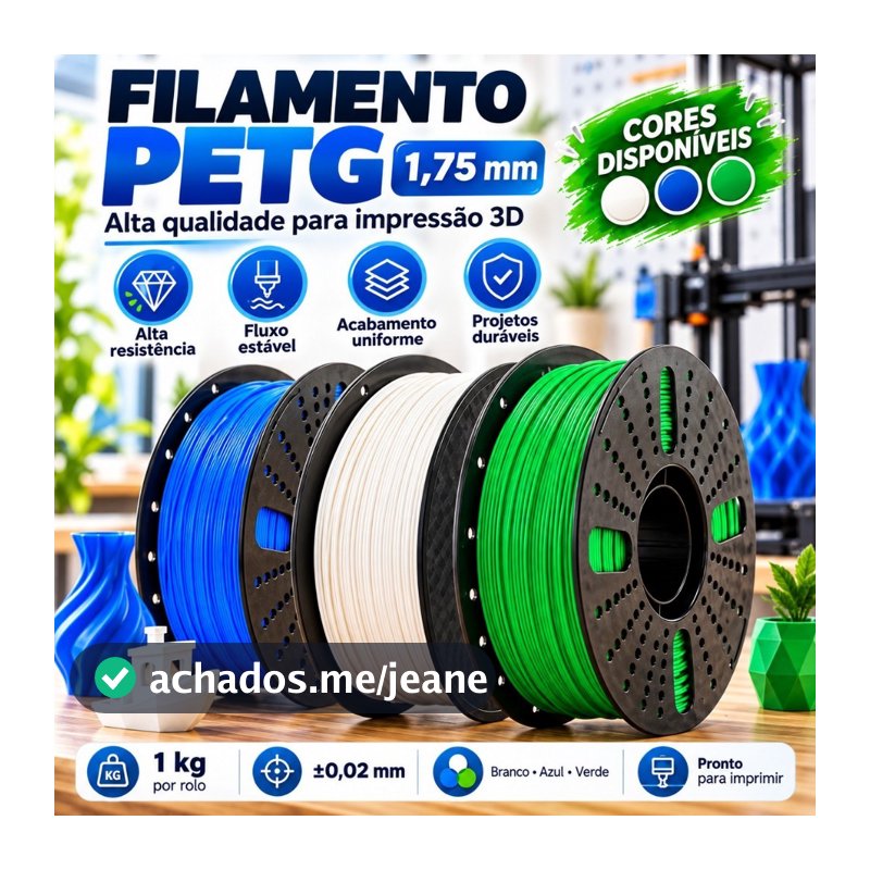 Filamento 3D PETG 1kg 1,75mm impressão Masterprint Premium varias cores 3d