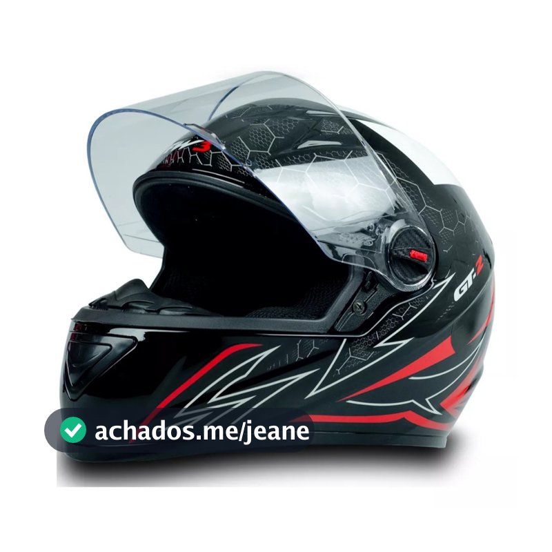 Capacete Fechado Gt 2 Fw3 Casco Pintado Viseira Cristal Cor Branco/Vermelho