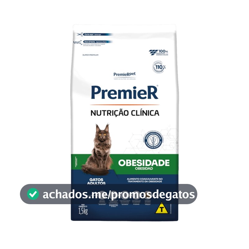 Ração Nutrição Clínica Gatos Obesidade 1,5Kg Premier