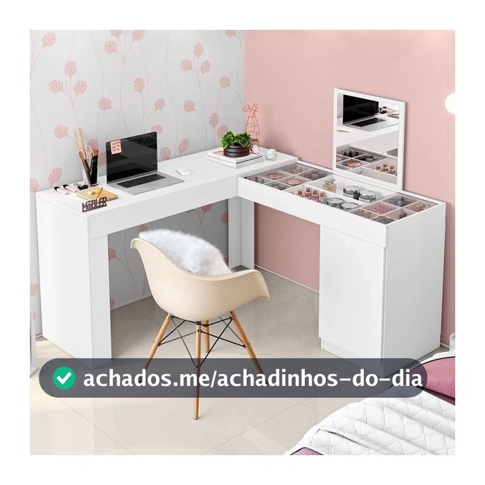 Escrivaninha Penteadeira de Canto com Espelho Princesa Mobler