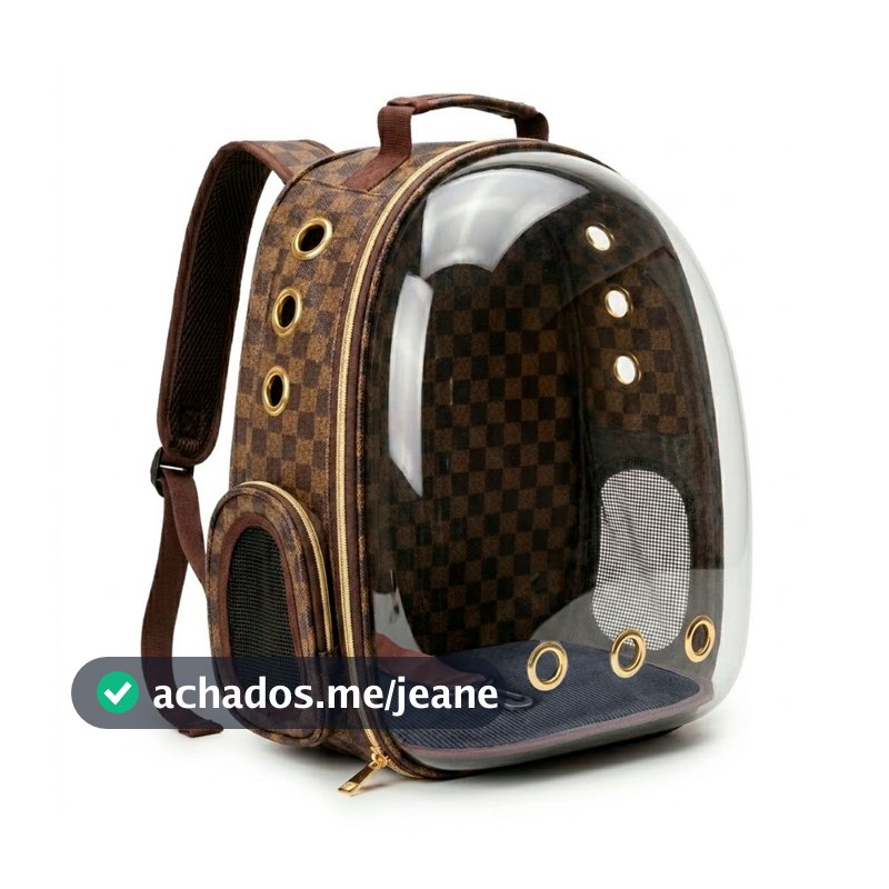 Bolsa Mochila Pet Courino Visor Panorâmico Astronauta para Cães e Gatos até 5kg