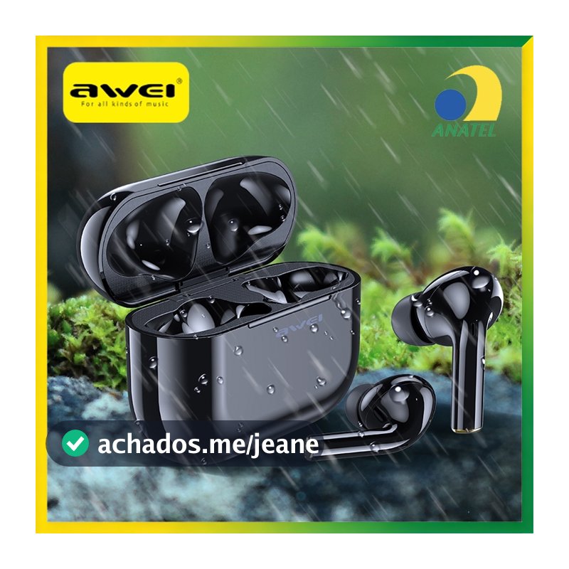 Fone de Ouvido Bluetooth Sem Fio Awei T29 TWS Estéreo Som HD com Microfone Controle Touch para Música e Jogos Original