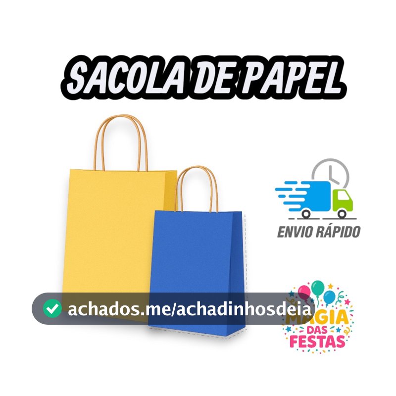 Sacola de papel colorida M (15X08X23) ALÇA KRAFT