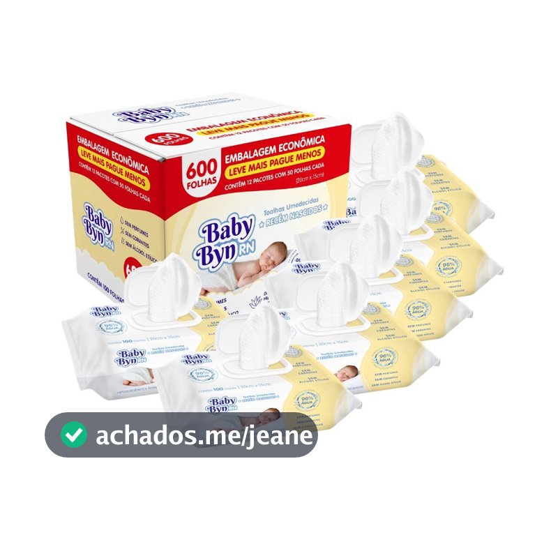 TOALHA UMEDECIDA BABY BYN RN 600FLS (6und x 100Fls)