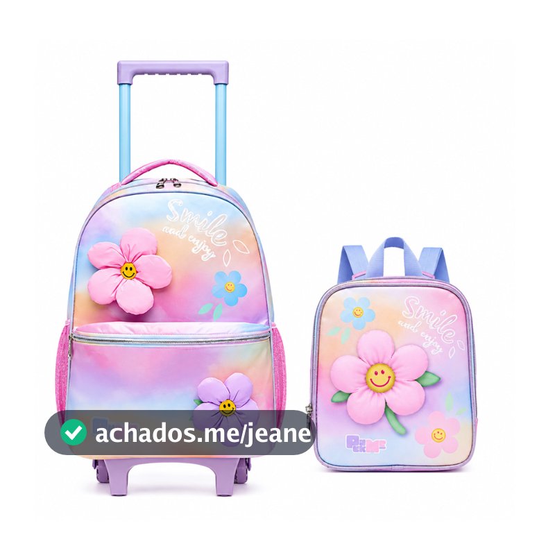 KIT ESCOLAR C/ MOCHILA RODINHAS E LANCHEIRA PACK ME DAISY - PACIFIC
