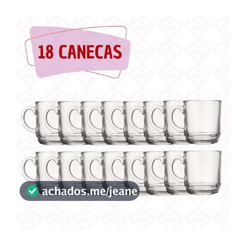 Jogo 18 Canecas Transparente Vidro 250ML Café Cappuccino