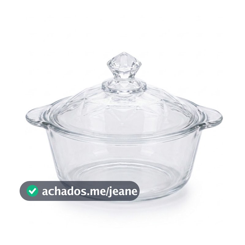 Travessa de Vidro c/ Tampa 900ml Diamond, com Alças, Resistente ao calor, Micro-ondas, Pote, Luxo