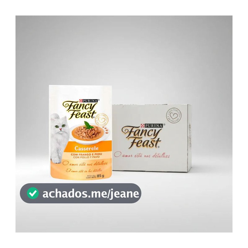 Ração Úmida Fancy Feast Frango Peru Gato Adulto 15 Sachê 85g