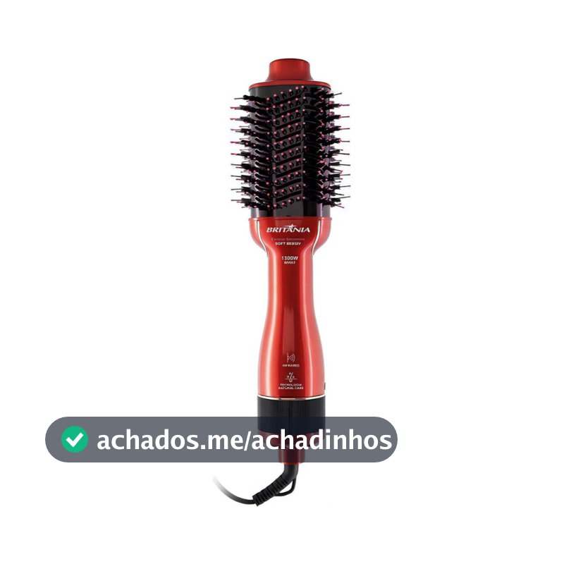 Escova Secadora Britânia Soft 4 em 1 BES12 Luz Infrared 1300w Vermelha Bivolt