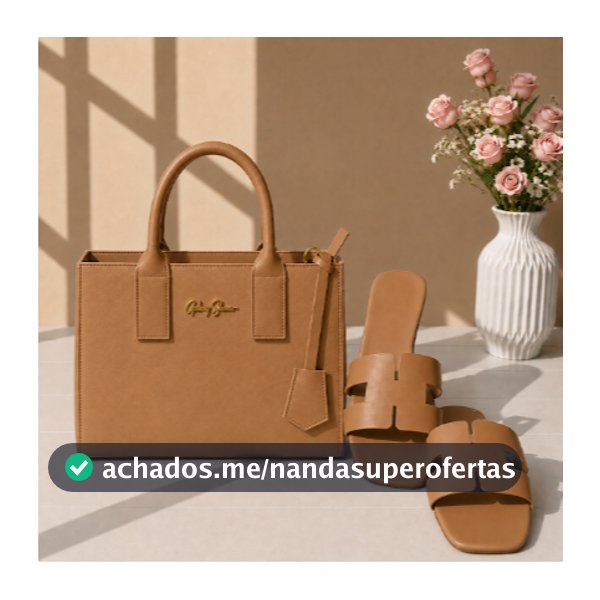 Kit 2 Peças Gaby Show Rasteirinha Feminina 03 H Moderna Confortável + Bolsa Média Tiracolo Cor Única