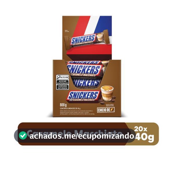 Chocolate Snickers Caramelo Macchiato 20 Unidades de 40g