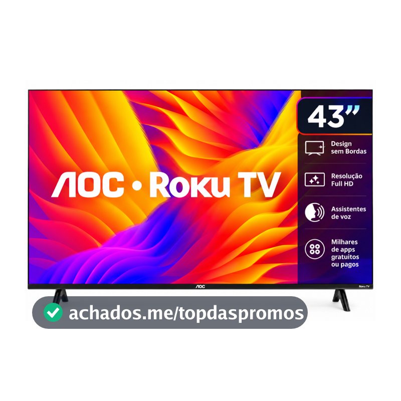 Smart TV AOC 43" Full HD LED Roku Wi-Fi USB HDMI 43S5155/78G