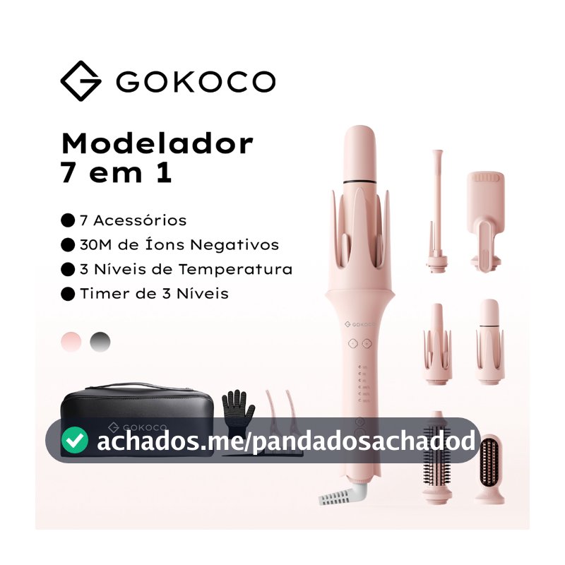 GOKOCO 7 em 1 Modelador de Cachos Multifuncional íons negativos cria diversos estilos de cachos Design bivolt