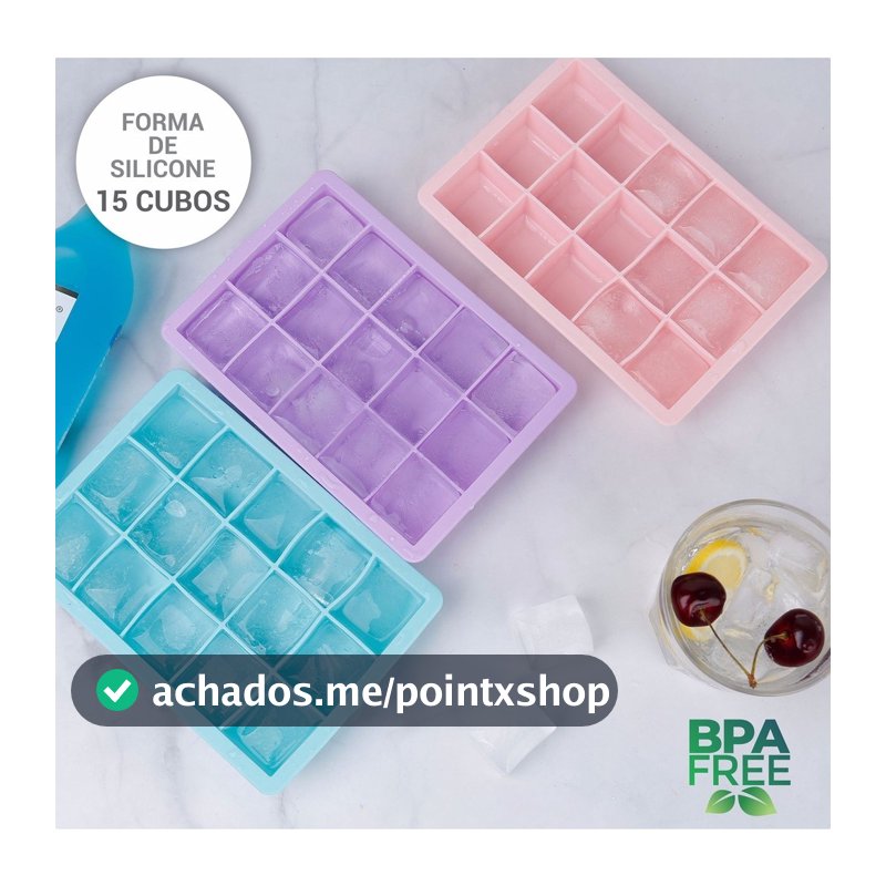 Forma de Gelo em Silicone 15 Cubos