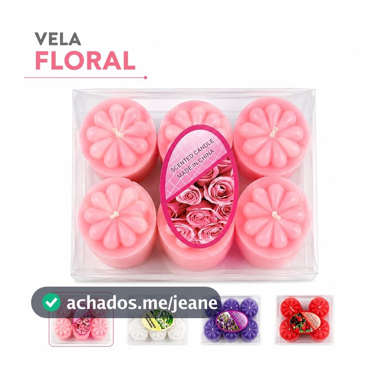 Kit 6 Velas Aromáticas Florais Perfumadas Decorativas para Sala Quarto Banheiro Relaxamento