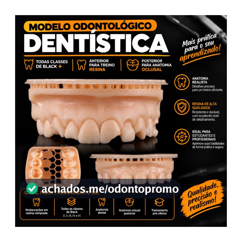 Modelo Odontológico- Dentística- Todas classes de Black + Anterior para treino resina- posterior para anatomia Oclusal.