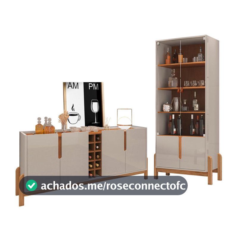 Buffet 190cm Adega 050520 E Cristaleira 4 Portas 50519 Off White Cedro DCASA