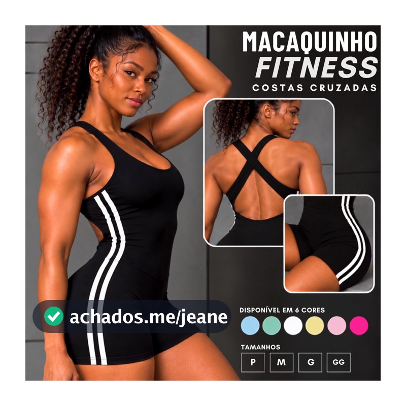 Macaquinho Fitness Feminino Costas Cruzadas Roupa Academia Esportivo Treino Corrida Musculação Pilates