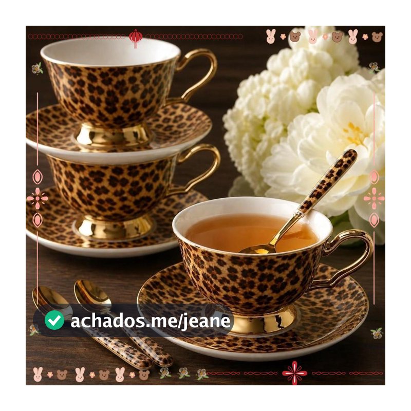 Conjunto De Xícara De Café De Cerâmica, Caneca Com Estampa De Leopardo Retrô , Chá Estilo Europeu Pires