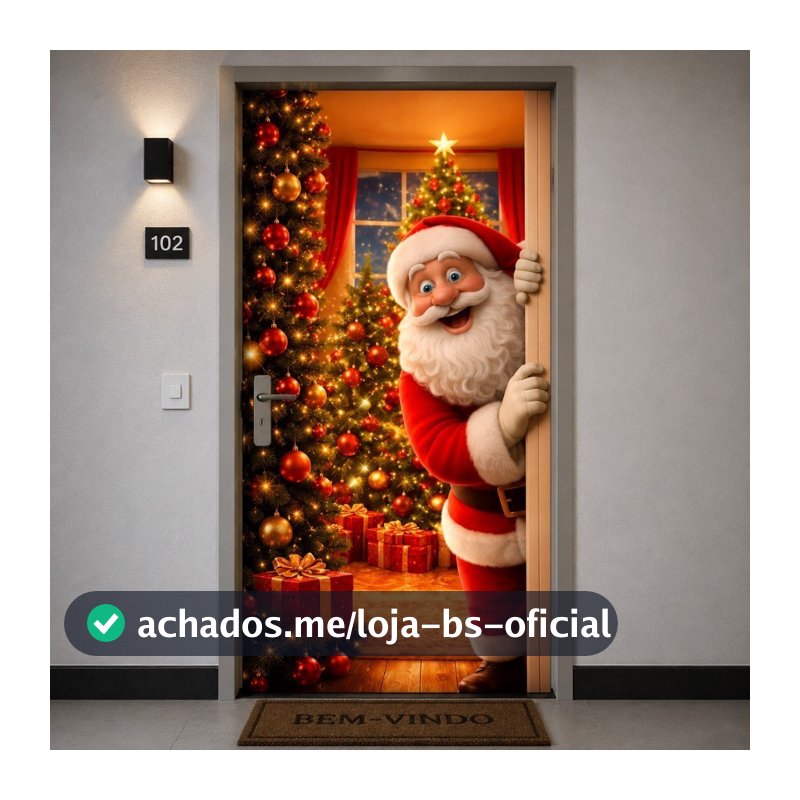 Capa para Porta Papai Noel | Decoração de Natal | Tecido Premium | 85x210cm | Vários Modelos