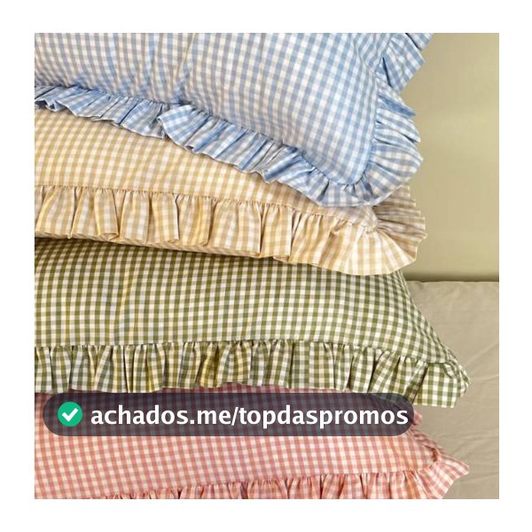 Par de Fronhas Xadrez Com Babado Farmhouse 50x70 100% Algodão fio tinto