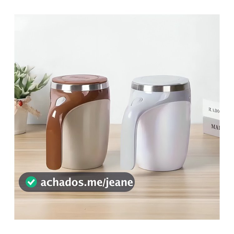 Caneca Misturadora Elétrica Magnética Automática Mixer Café Leite Chocolate Copo Aço Inox com Tampa  utiliza 2 pilhas AA