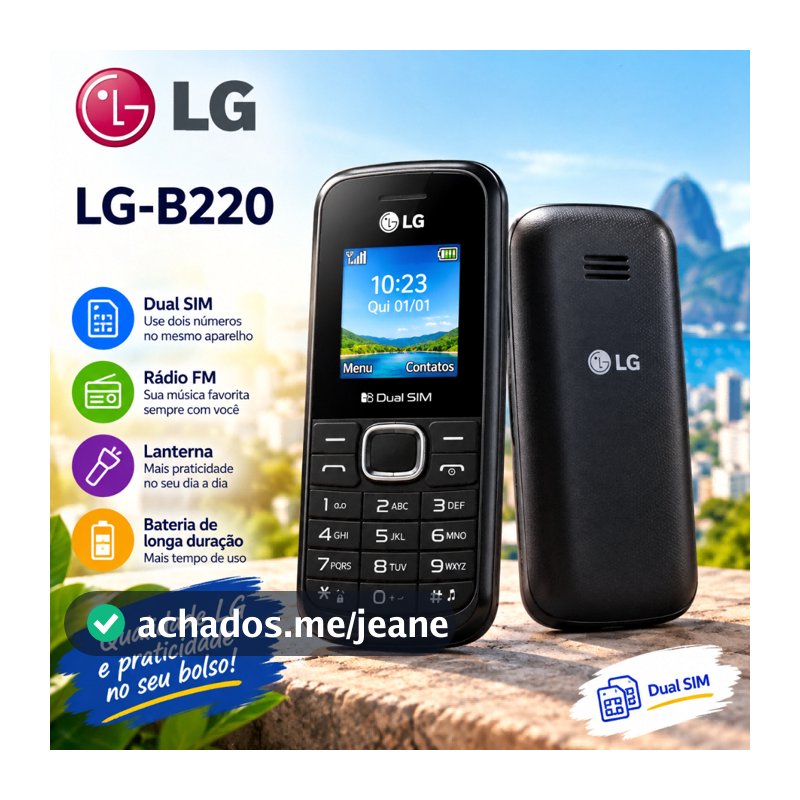 Bluetooth Celular Original LG B220 Simples Teclado Para Idoso Ou Áreas Rurais Dual SIM Telefone Com FM E Lanterna 2G/3G