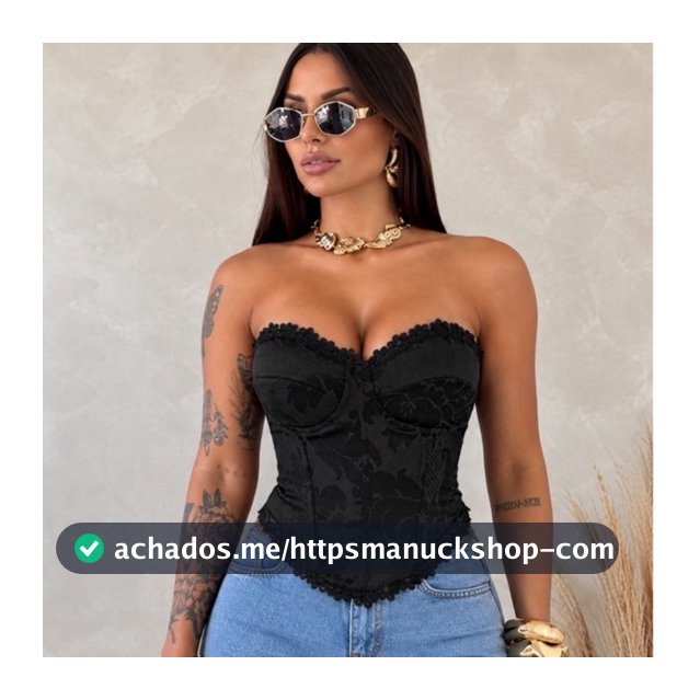 Cropped Corset Bordado Floral Tomara que Caia Top Corselete com Bojo Renda Amarração nas Costa Tendência festa