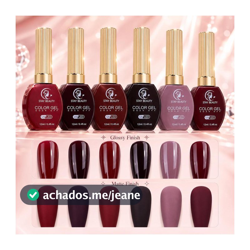 Kit 12 Cores Esmalte em Gel UV LED 12ml Cada Gel Polish Soak Off para Manicure DIY e Nail Art