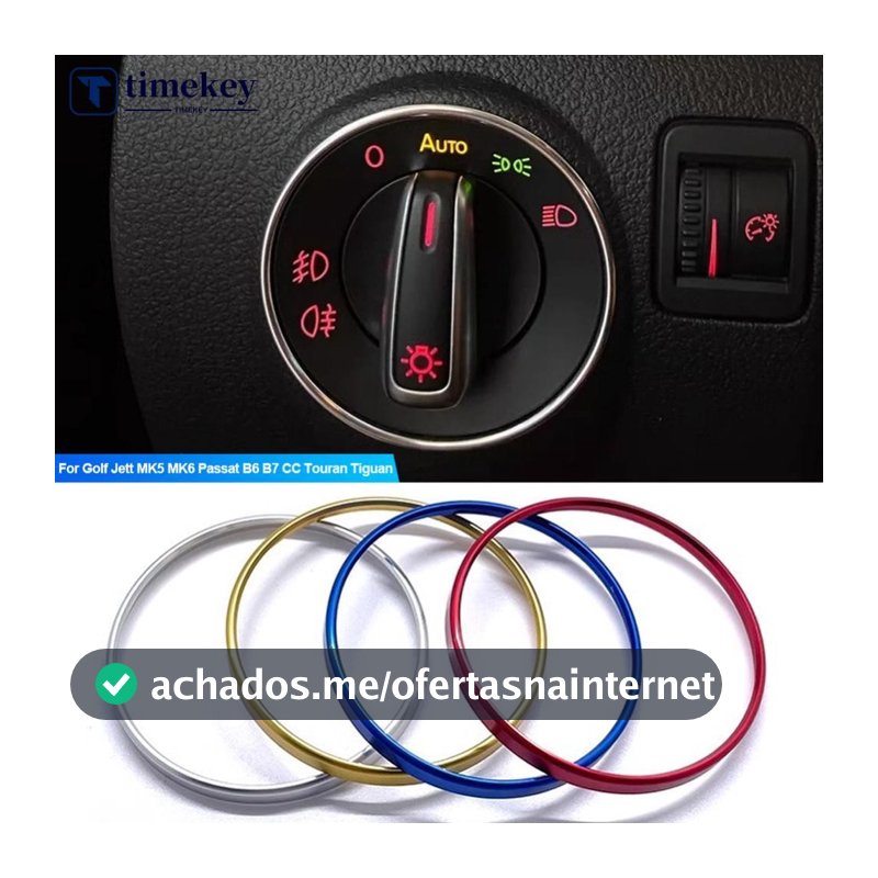 TIMEKEY Interruptor Do Farol Carro Quadro Decorativo Liga De Alumínio Guarnição Anel Adesivo Para Golf Jett MK5 MK6 Pass