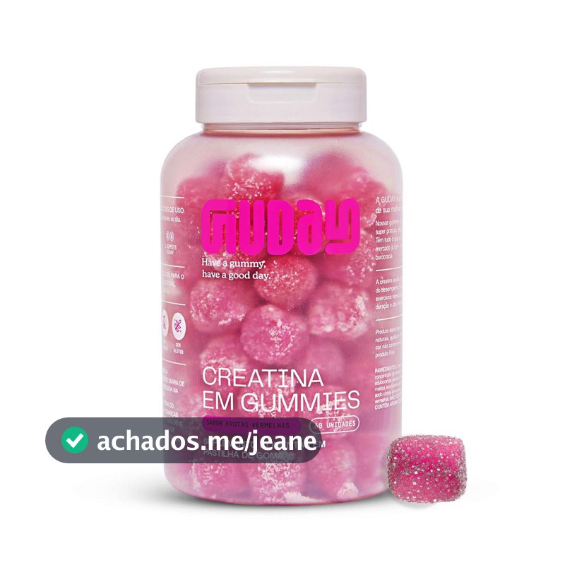 Guday Creatina Mastigável – 60 Unidades – Sabor Frutas Vermelhas, Suplemento Alimentar 1,5g, Sem Lactose e Glúten