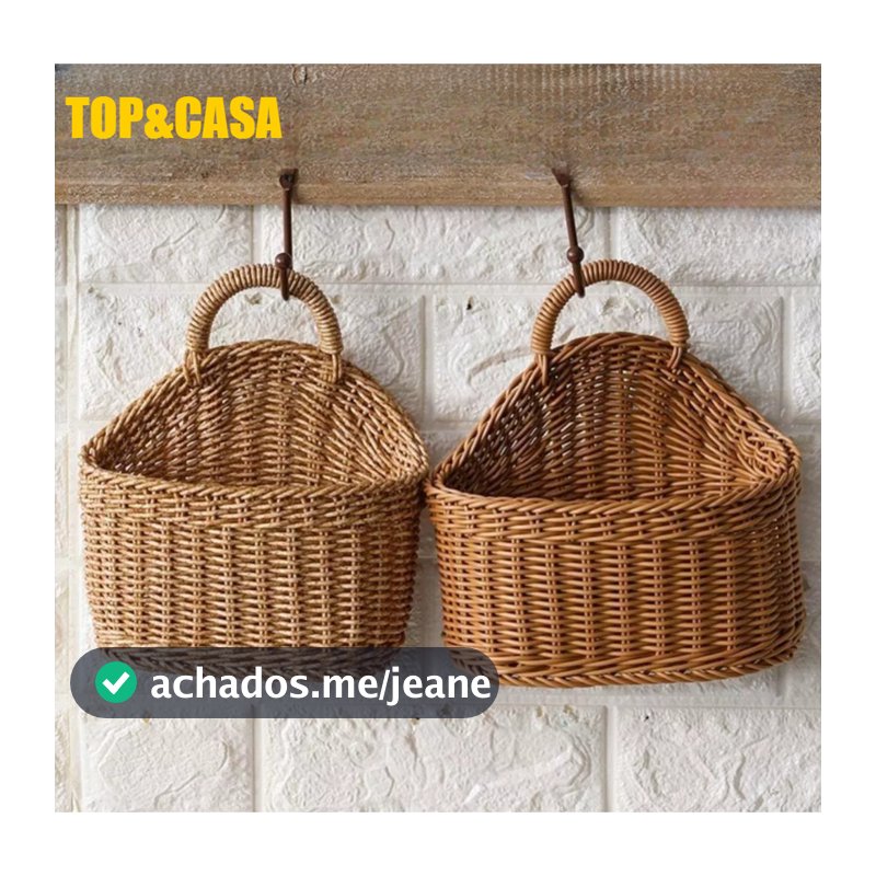 Cesta Juta Suspensa Tecida Feita À Mão Cesta Vime Natural Com Alça Para Decoração - Envio Imediato