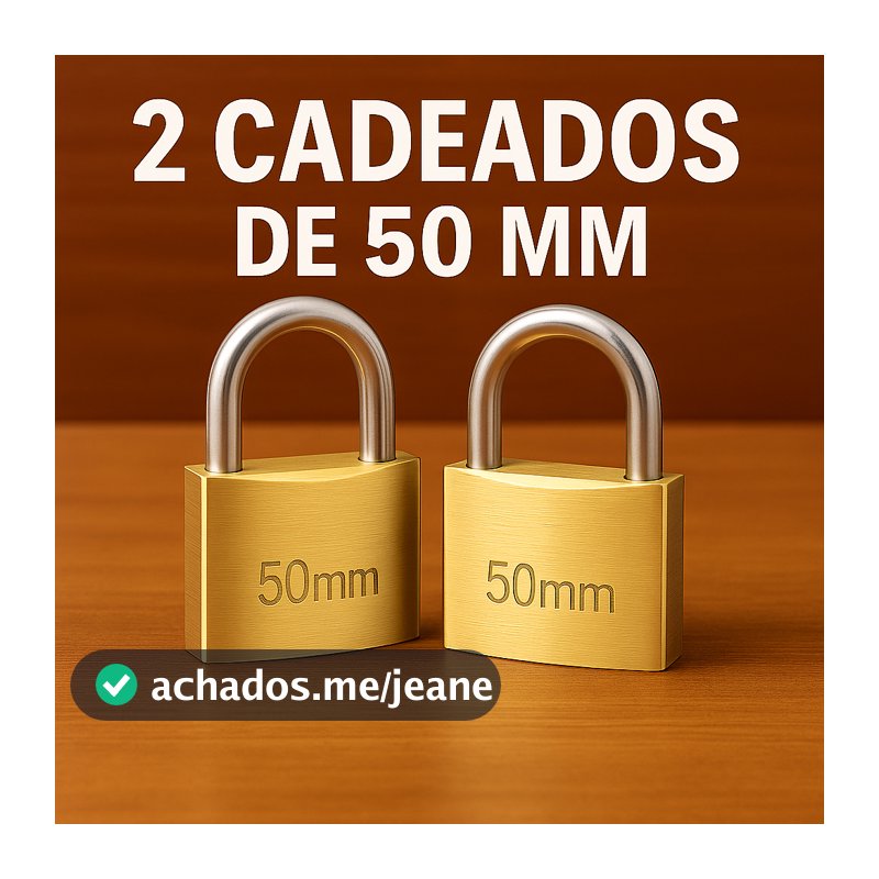 2 Cadeado 50mm Reforçado de Alta Segurança Tamanho Medio Com 3 Chaves