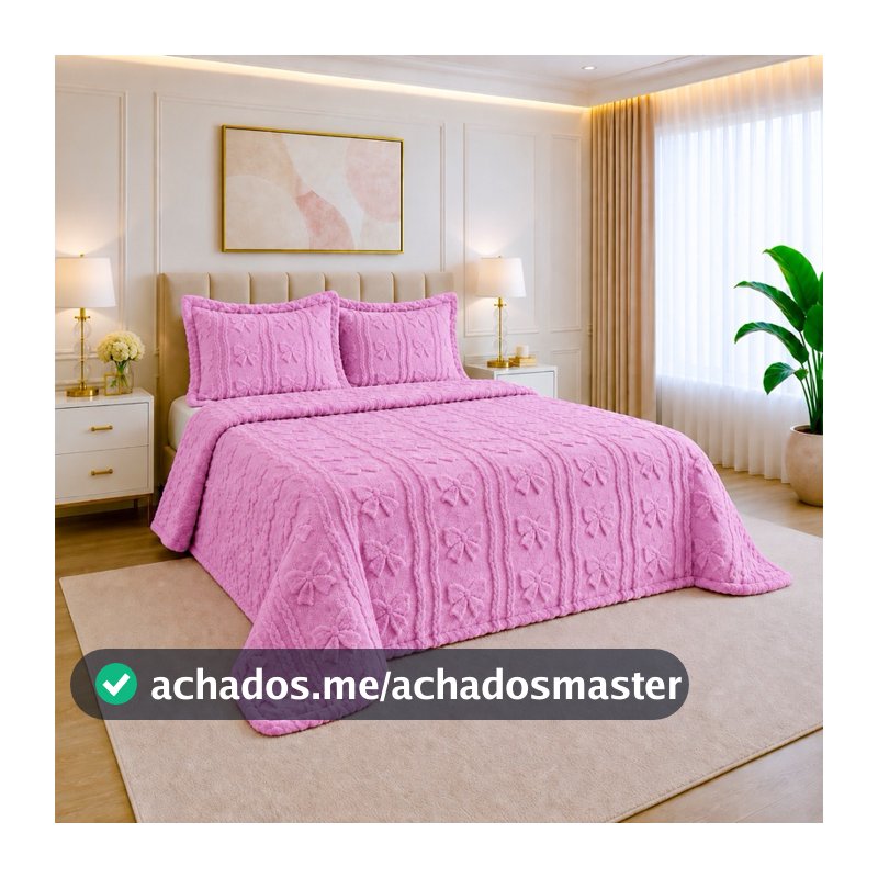 Kit Colcha Cobre Leito aconchego 3 Pçs Manta Casal Queen 240 x 260 Canelada 2 Porta Travesseiro