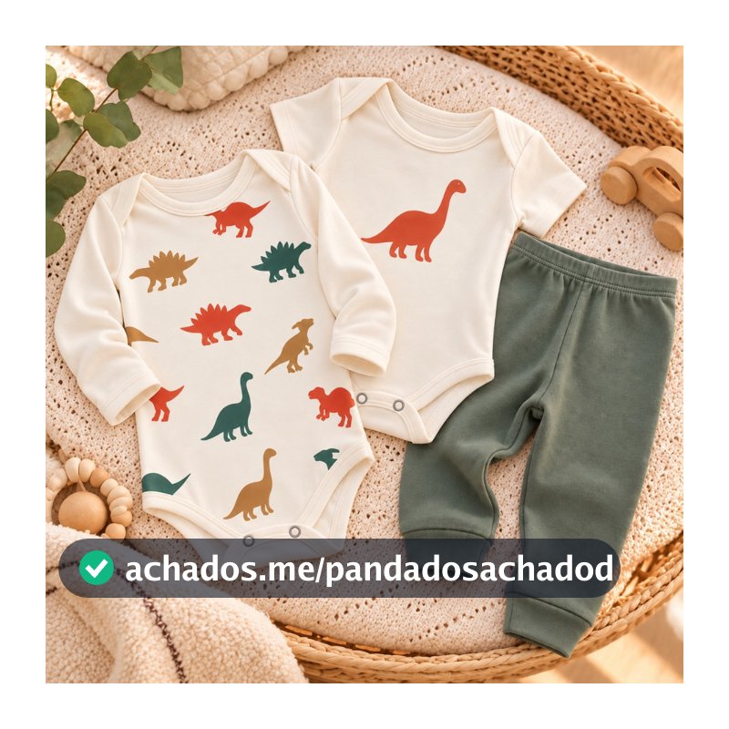 Kit Conjunto Bebê 3 Peças Trio Algodão: Body Calça Mijão ou Regata Shorts Estampas Divertidas Enxoval Menino Verão Inver