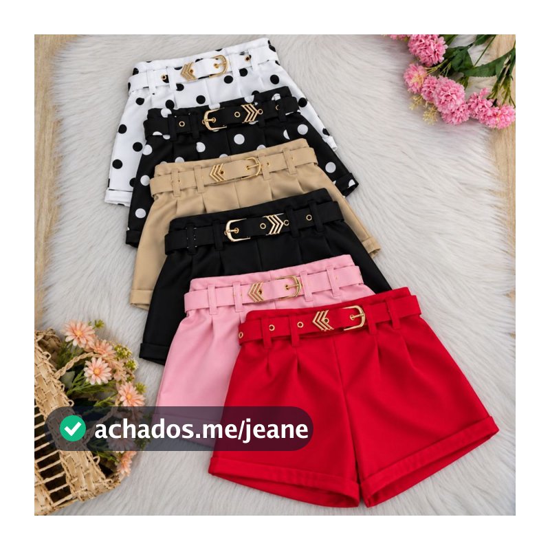 Short Cinto Infantil Social com Cinto Forrado Para Meninas Elegantes
