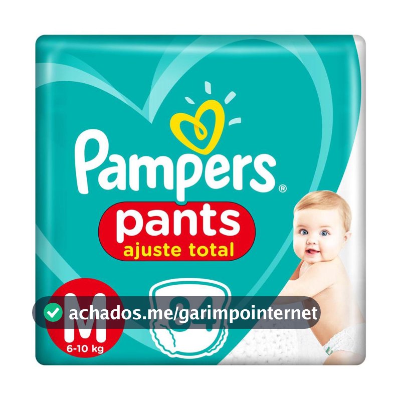 Fralda Pampers Pants Ajuste Total Jumbo M 84 Unidades