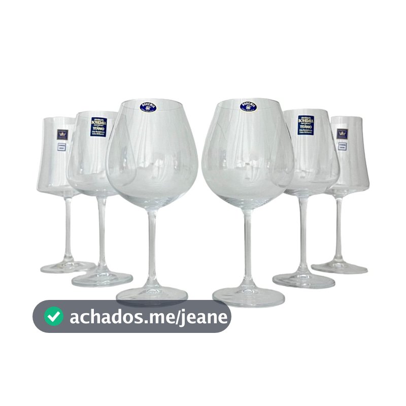 Jogo 6 Taças Vinho Tinto Branco Rosé Cristal Coleção Bohemia