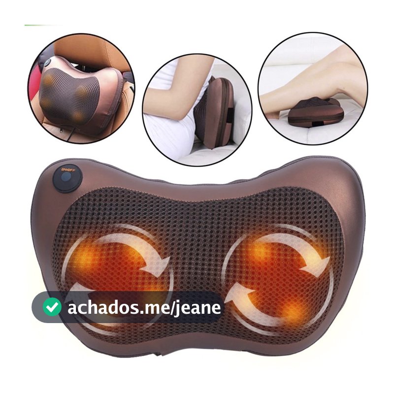 Massageador 8 Bolas Shiatsu Lombar Pescoço Veicular e Casa Almofada Lombar Pescoço Pés