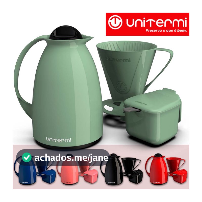 Kit Café Prático Unitermi Garrafa Térmica Bule 650ml Para Café Acompanha Porta Filtro Coador E Açucareiro