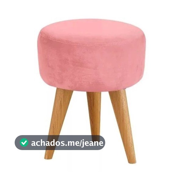 Puff Redondo Decorativo Retrô Banqueta Suede com Pés Palito para Sala Quarto e Closet- Penteadeira
