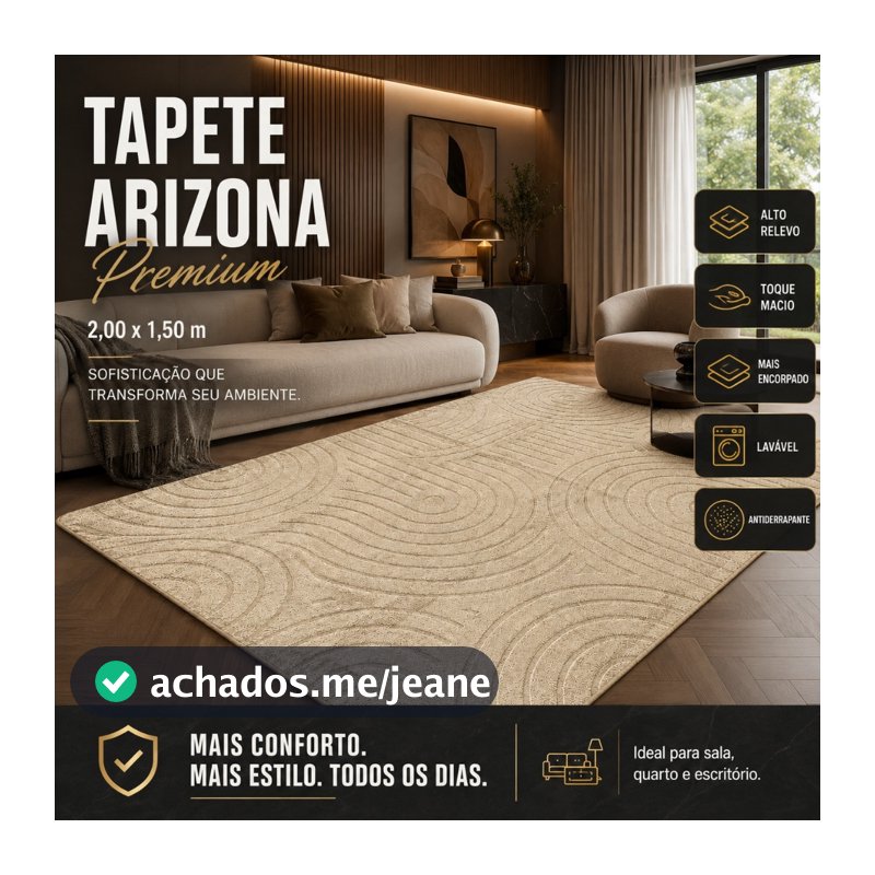 Tapete Premium 1,50x2,00 Sala Quarto Escritório Alto Relevo Macio Antiderrapante