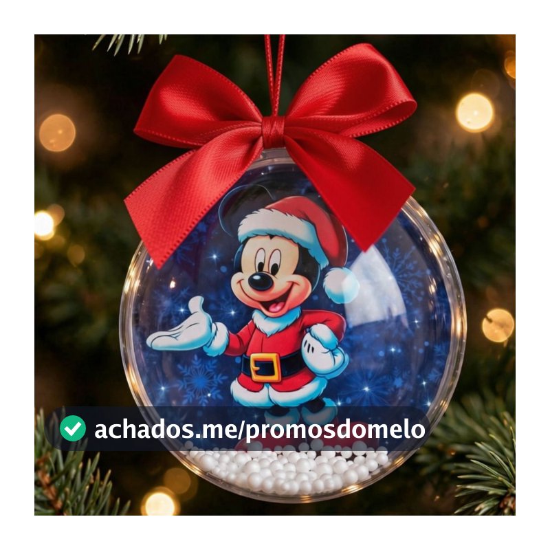 Kit 5 Bolas de Natal Acrílicas Personalizadas | Mickey e Seus Amigos | Enfeites para Árvore