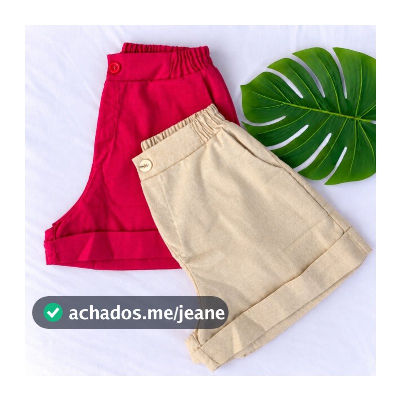 shortinho linho com elástico na cintura forrado doo PP oa G2