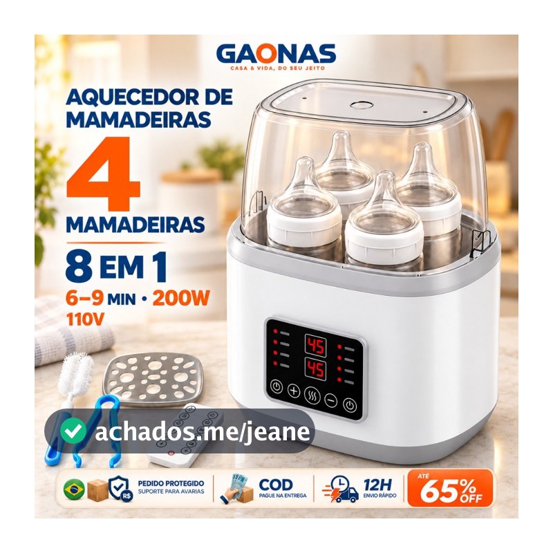 GN-Aquecedor e Esterilizador de Mamadeiras 8 em 1 Duplo 110V 200W Aquecimento Rápido 6-9min para Leite Fórmula e Papinha