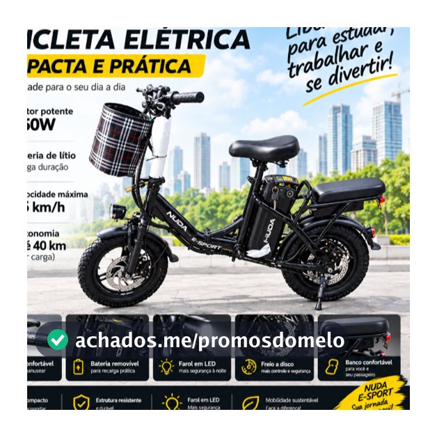 Uma bicicleta elétrica dobrável para a família NUDA, adequada para trabalho ao ar livre e compras