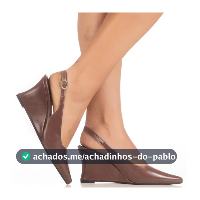 Scarpin Feminino Slingback Salto Alto Cunha Anabela Bico Fino Fivela Lateral Elegante Loren GiGiL